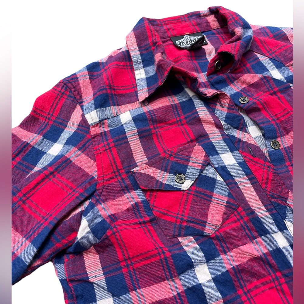 Women’s Fall Plaid Flannel Red/White/Blue USA Size Small - Picture 2 of 5